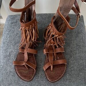 Sam Edelman Tan Fringe Sandals